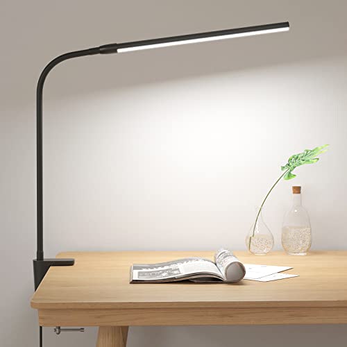 Lepro Clip on Desk Lamp LED Reading light Dimmable USB Clamp Lamp with 3 Color Modes 10 Brightness, Adjustable Flexible Gooseneck Table Light for Bed Headboard, Workbench, Home Office, Computer, Black