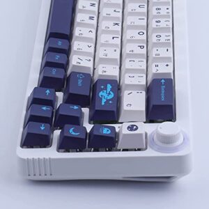 JOMKIZ PBT Keycaps, 134 Keys Blue Moon Dye Sublimation Cherry Profile Keycaps with 7U Spacebar Japanese Keycap Set for MX Switches Mechanical Keyboards