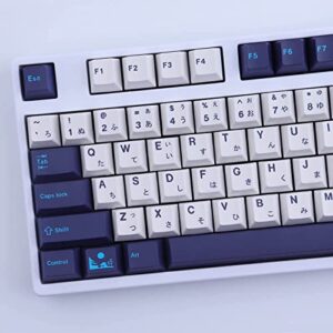 JOMKIZ PBT Keycaps, 134 Keys Blue Moon Dye Sublimation Cherry Profile Keycaps with 7U Spacebar Japanese Keycap Set for MX Switches Mechanical Keyboards