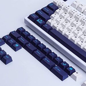 JOMKIZ PBT Keycaps, 134 Keys Blue Moon Dye Sublimation Cherry Profile Keycaps with 7U Spacebar Japanese Keycap Set for MX Switches Mechanical Keyboards