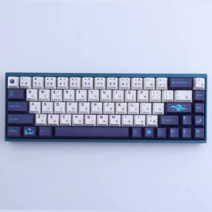 JOMKIZ PBT Keycaps, 134 Keys Blue Moon Dye Sublimation Cherry Profile Keycaps with 7U Spacebar Japanese Keycap Set for MX Switches Mechanical Keyboards