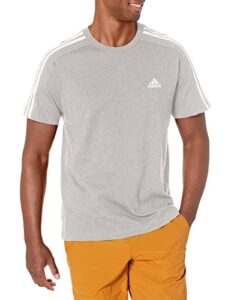 adidas men's essentials single jersey 3-stripes t-shirt, medium grey heather/white, large