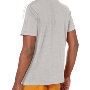 adidas Men's Essentials Single Jersey 3-Stripes T-Shirt, Medium Grey Heather/White, Large