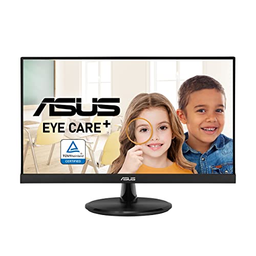 ASUS 21.5” Monitor (VP227HE) - Full HD, 75Hz, Adaptive-Sync/FreeSync, Eye Care, Low Blue Light, Flicker Free, HDMI, VGA, Frameless, Ergonomic Tilt, Wall Mountable ,BLACK