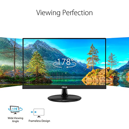 ASUS 21.5” Monitor (VP227HE) - Full HD, 75Hz, Adaptive-Sync/FreeSync, Eye Care, Low Blue Light, Flicker Free, HDMI, VGA, Frameless, Ergonomic Tilt, Wall Mountable ,BLACK