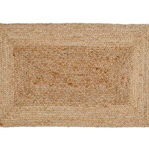 Bedding Craft Hand Woven Farmhouse 2x3 Ft Tightly Braided Chindi and Jute Rug 24x36 Natural – Reversible Durable Sustainable for Home Décor