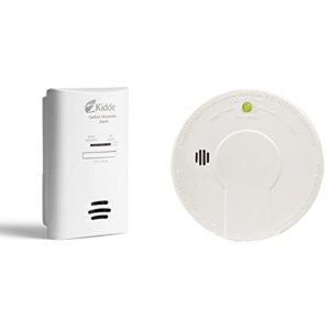 kidde carbon monoxide detector, ac plug-in with battery backup, co alarm with replacement alert & smoke detector, battery powered with test button