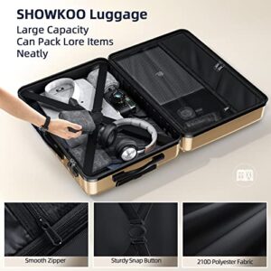 SHOWKOO Luggage Sets Expandable ABS Hardshell 3pcs Clearance Luggage Hardside Lightweight Durable Suitcase sets Spinner Wheels Suitcase with TSA Lock (Gold)