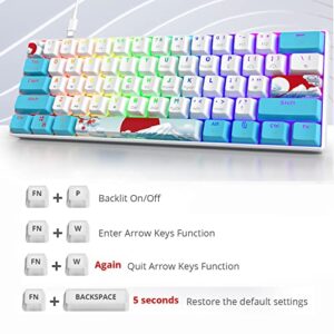 Ussixchare 60 Percent Keyboard Mechanical RGB Wired 60% Gaming Keyboard Blue with PBT Backlit Keycaps for Windows PC Gamers (Sea/Red Switch)