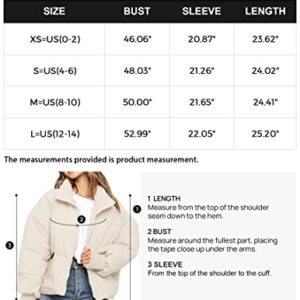 ZESICA Women's Winter Warm Long Sleeve Zip Up Drawsting Baggy Cropped Puffer Down Jacket Coat Outerwear,Cream,X-Small