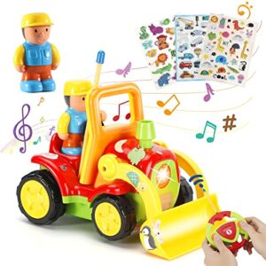 love life cartoon rc construction car with lights and music electric radio control toy remote control car for babies kids toddlers boys girls