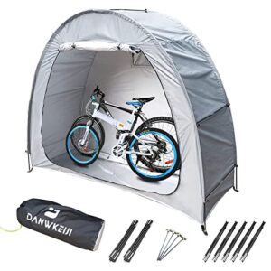 danwkeiji bike tent storage shed outdoor portable waterproof for 2 bike oxford 210d covers side dust tent for camping hiking yard garden,travel bag (brightgrey)