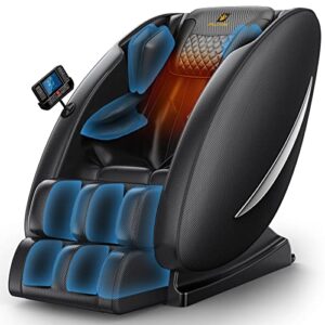 bilitok massage chair recliner with zero gravity, full body massage chair with heating, bluetooth speaker, airbags, foot roller, touch screen, space-saving for office,faux leather (black)