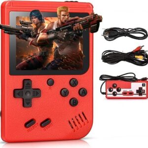 Retro Handheld Game Consoles, Portable Mini Video Game Console with 500 Classical FC Games, 3-Inch Color Screen Support for Connecting TV & Two Players (Red)