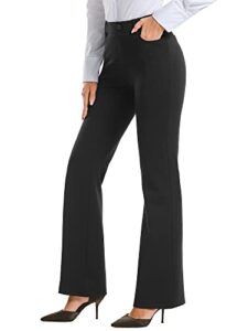 stelle women's bootcut dress pants business casual 31" stretchy work pants with pockets pull on regular slacks for office (black, large)