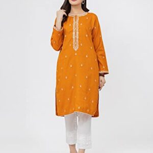 edenrobe Women's Pakistani Indian Kurti Pret - Stitched Ladies Kurta/Tunic Top 217351 Dark Mustard