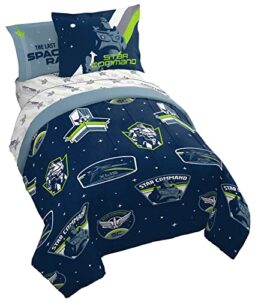 jay franco disney pixar lightyear space command 7 piece full size bed set - includes comforter & sheet set - bedding features buzz - super soft kids fade resistant microfiber