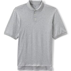 lands' end school uniform kids short sleeve interlock polo shirt large gray heather