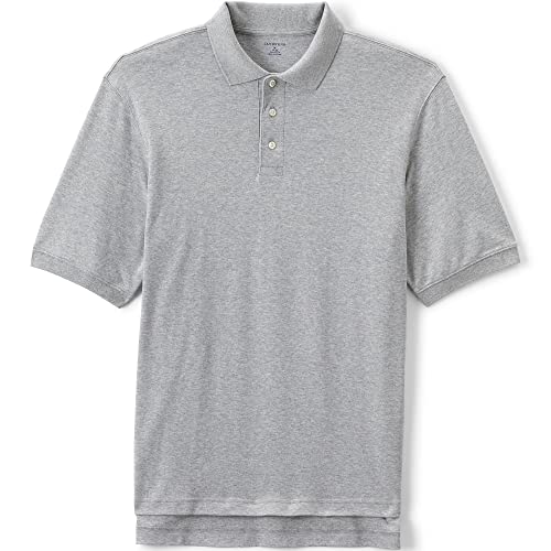 Lands' End School Uniform Kids Short Sleeve Interlock Polo Shirt Large Gray Heather