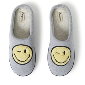 dearfoams unisex women's smile icon retro preppy slipper, men's smiley face, x-large