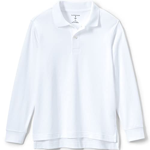 Lands' End School Uniform Kids Long Sleeve Interlock Polo Shirt X-Large White