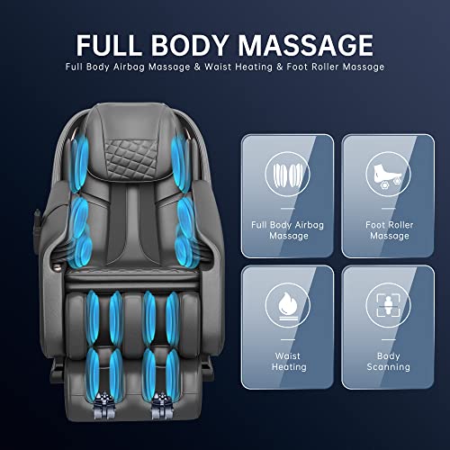 Real Relax Massage Chair, Full Body Zero Gravity SL Track Shiatsu Massage Recliner Chair with Shortcut Key Body Scan Heat Foot Roller, PS3100 Black