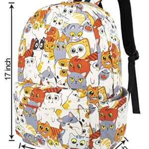 LI-LOVE Backpack with 16 inch Laptop Compartment Cute Cat Backpacks for Boys Girls Adults Teens Middle School College High School Student Bookbags Travel Camping Hiking Waterproof Book Bag Back Pack