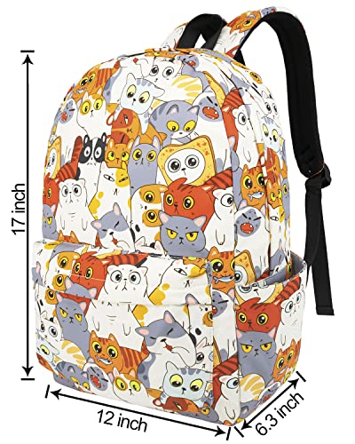 LI-LOVE Backpack with 16 inch Laptop Compartment Cute Cat Backpacks for Boys Girls Adults Teens Middle School College High School Student Bookbags Travel Camping Hiking Waterproof Book Bag Back Pack