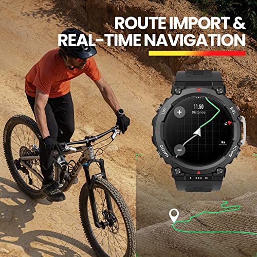 Amazfit T-Rex 2 Smart Watch for Men, Dual-Band & 6 Satellite Positioning, 24-Day Battery Life, Ultra-Low Temperature Operation, Rugged Outdoor GPS Military Smartwatch, Real-time Navigation-Black Gold