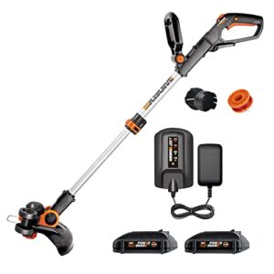 Worx WG163 GT 3.0 20V PowerShare 12" Cordless String Trimmer & Edger (Battery & Charger Included) and WA0047 4-Pack String Trimmer Replacement Line, Orange