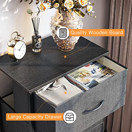 ODK Dresser for Bedroom with 4 Storage Drawers, Small Dresser Chest of Drawers Fabric Dresser with Sturdy Steel Frame, Dresser for Closet with Wood Top, Dark Grey