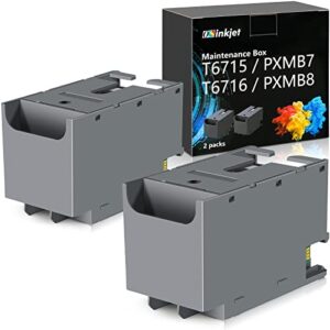 osinkjet t6715 t6716 ink maintenance box remanufactured for workforce pro wf-3820 wf-4730 wf-c5790 wf-c5710 wf-4820 wf-4830 wf-m5299 wf-m5799 wf-c5290 wf-4740 et-8700 ec-4040 ec-4030 printer(2 pack)