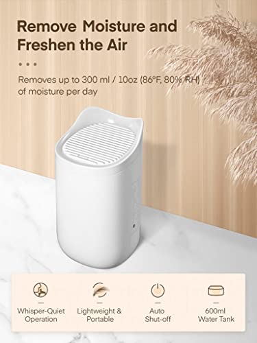 ZZWW Small Dehumidifier, Quiet Mini Dehumidifier 220 Sq.Ft (20oz Water Tank), Portable Dehumidifier for Bedroom, Bathroom, Closet White