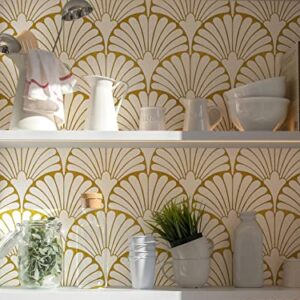 Gold Peel and Stick Contact Paper for Cabinets, Bedroom Boho Modern Self Adhesive Removable Leaf Wallpaper Ginkgo Biloba17.3”×78.8”