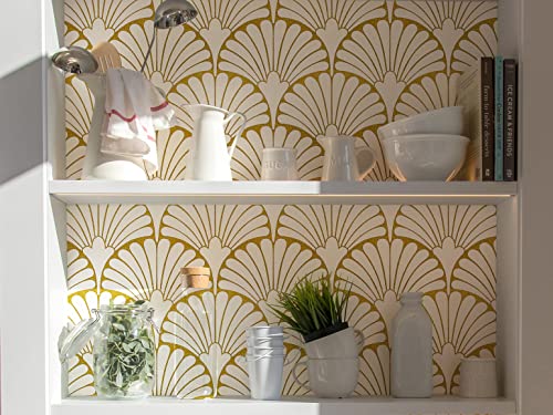 Gold Peel and Stick Contact Paper for Cabinets, Bedroom Boho Modern Self Adhesive Removable Leaf Wallpaper Ginkgo Biloba17.3”×78.8”