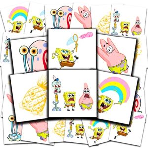spongebob squarepants tattoos party favors bundle ~ 70+ pre-cut individual 2" x 2" spongebob temporary tattoos for kids boys girls (spongebob party supplies made in usa)