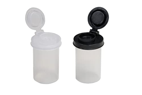 BRAZZA Salt and Pepper Shakers Moisture Proof Set, perfect to go Camping Picnic Outdoors Kitchen Lunch Boxes Travel Spice Set Clear with Black Lids Plastic Airtight Spice Jar Dispenser (3, Small)