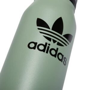 adidas Originals 1 Liter (32 Oz) Metal Water Bottle, Hot/Cold Double-Walled Insulated 18/8 Stainless Steel, Silver Green/Black/Onix Grey, One Size