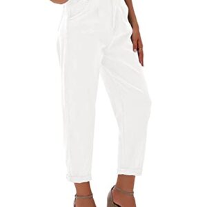 luvamia Women's Classic High Waist Stretch Loose Balloon Tapered Jeans Mom Jeans High Waist Tapered Jeans for Women High Rise Tapered Jeans Women Denim Jeans Cool White Size Medium Size 8 Size 10