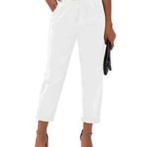 luvamia Women's Classic High Waist Stretch Loose Balloon Tapered Jeans Mom Jeans High Waist Tapered Jeans for Women High Rise Tapered Jeans Women Denim Jeans Cool White Size Medium Size 8 Size 10