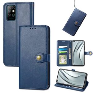 zxl magnetic stand flip protective cover retro style pu leather flip case with id & credit card slots cash pockets stand holder case for infinix note 8 blue