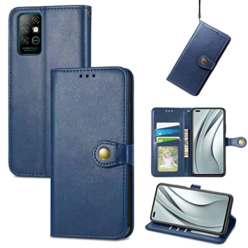 ZXL Magnetic Stand Flip Protective Cover Retro Style PU Leather Flip Case with ID & Credit Card Slots Cash Pockets Stand Holder Case for Infinix Note 8 Blue