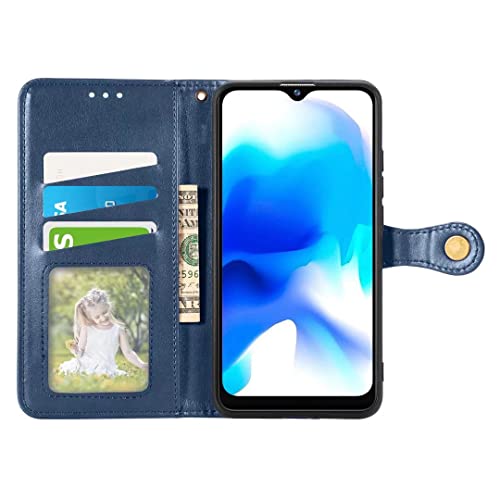 ZXL Magnetic Stand Flip Protective Cover Retro Style PU Leather Flip Case with ID & Credit Card Slots Cash Pockets Stand Holder Case for Infinix Note 8 Blue