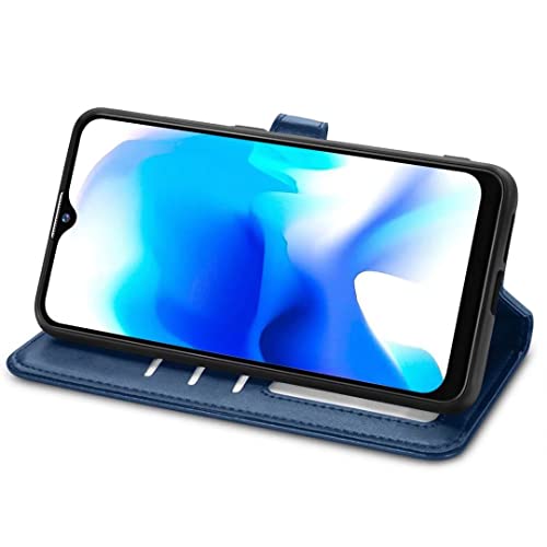 ZXL Magnetic Stand Flip Protective Cover Retro Style PU Leather Flip Case with ID & Credit Card Slots Cash Pockets Stand Holder Case for Infinix Note 8 Blue