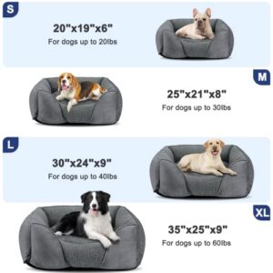 FURTIME Medium Dog Beds for Medium Dogs, Washable Dog Bed Orthopedic Rectangle Puppy Pet Bed, Durable Calming Dog Sofa Bed Soft Sleeping with Anti-Slip Bottom M (25"x21"x8")