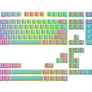 Ranked Pudding v2 PBT Keycaps | 145 Double Shot Translucent ANSI US & ISO Layout | OEM Profile for Full Size, TKL, 75%, 65% and 60% RGB Mechanical Gaming Keyboard (Miami)