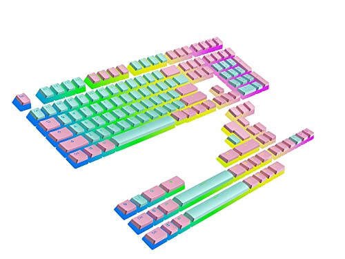 Ranked Pudding v2 PBT Keycaps | 145 Double Shot Translucent ANSI US & ISO Layout | OEM Profile for Full Size, TKL, 75%, 65% and 60% RGB Mechanical Gaming Keyboard (Miami)