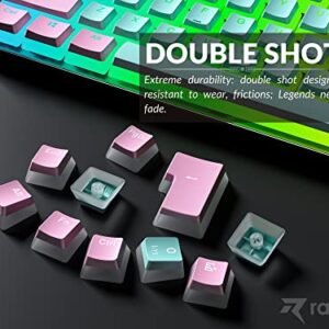 Ranked Pudding v2 PBT Keycaps | 145 Double Shot Translucent ANSI US & ISO Layout | OEM Profile for Full Size, TKL, 75%, 65% and 60% RGB Mechanical Gaming Keyboard (Miami)