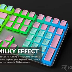 Ranked Pudding v2 PBT Keycaps | 145 Double Shot Translucent ANSI US & ISO Layout | OEM Profile for Full Size, TKL, 75%, 65% and 60% RGB Mechanical Gaming Keyboard (Miami)