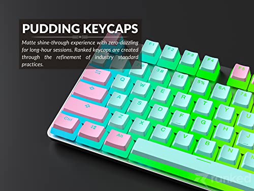Ranked Pudding v2 PBT Keycaps | 145 Double Shot Translucent ANSI US & ISO Layout | OEM Profile for Full Size, TKL, 75%, 65% and 60% RGB Mechanical Gaming Keyboard (Miami)
